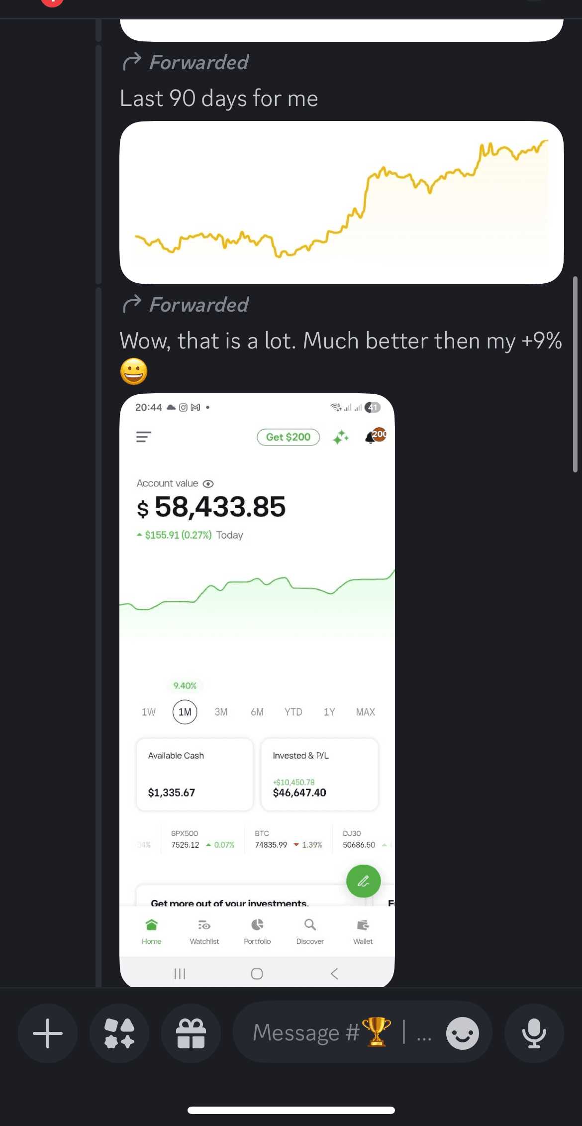 90-day account growth and funded account balance